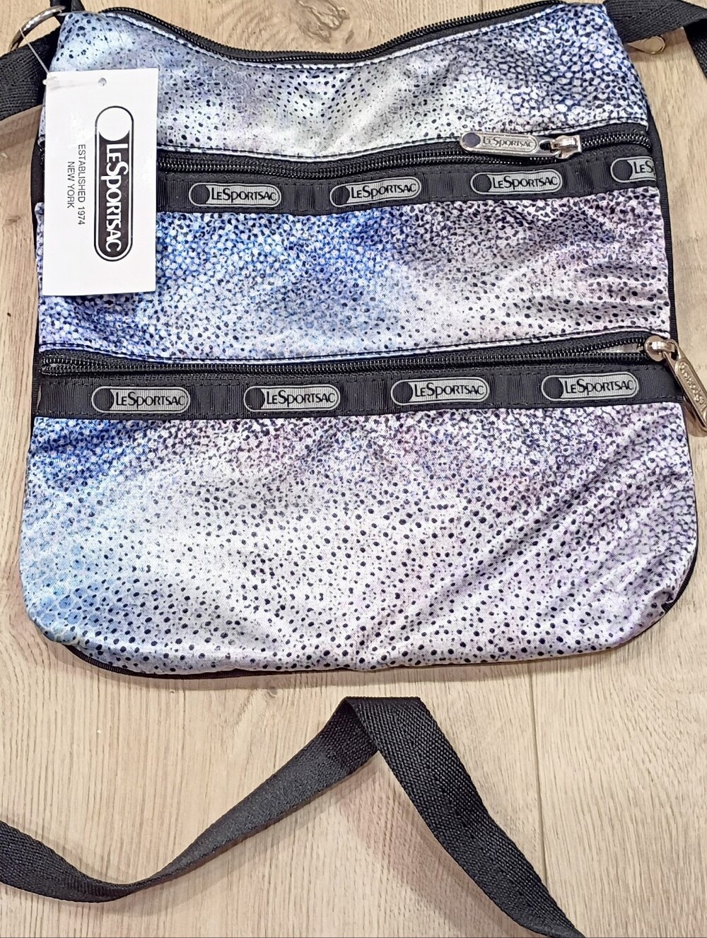 LeSportsac Speckled Blue and Gray Messenger Bag